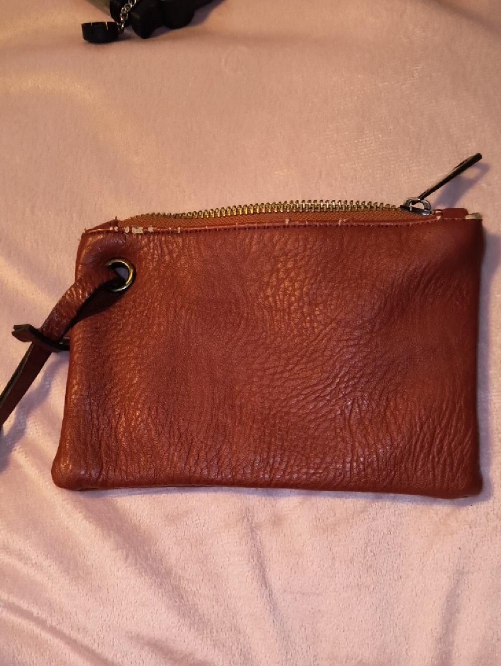 Free People Brown Leather Wristlet Clutch